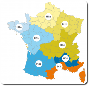 Carte des zones climatiques relative à l'isolation thermique obligatoire en cas de travaux importants